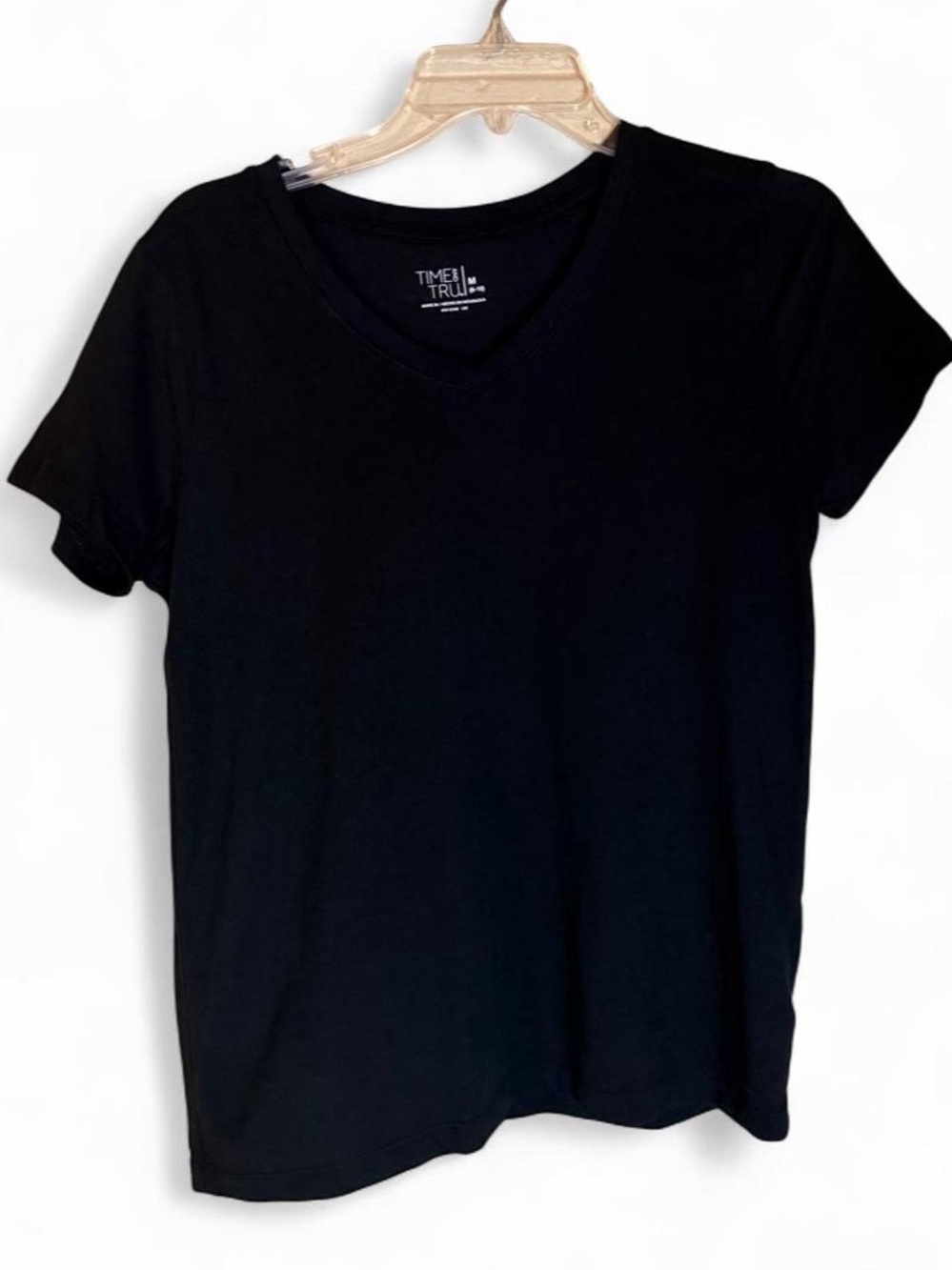 Time and Tru Black V-Neck Short Sleeve Tee